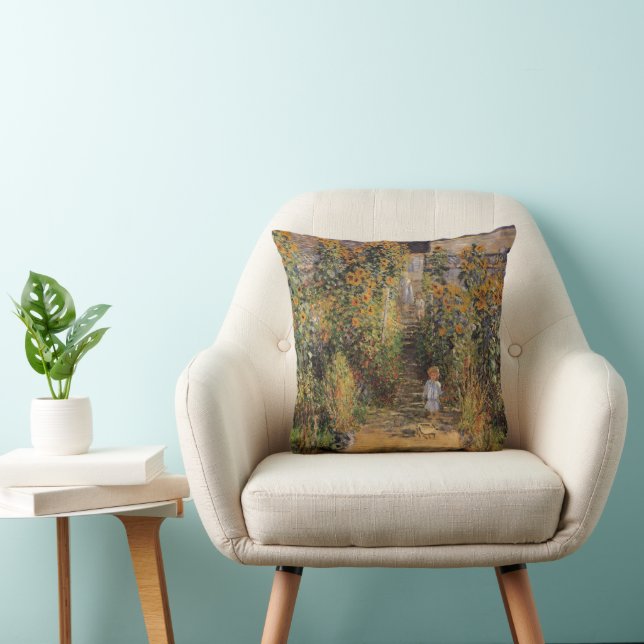 The Artist's Garden at Vetheuil by Claude Monet Throw Pillow (Chair)