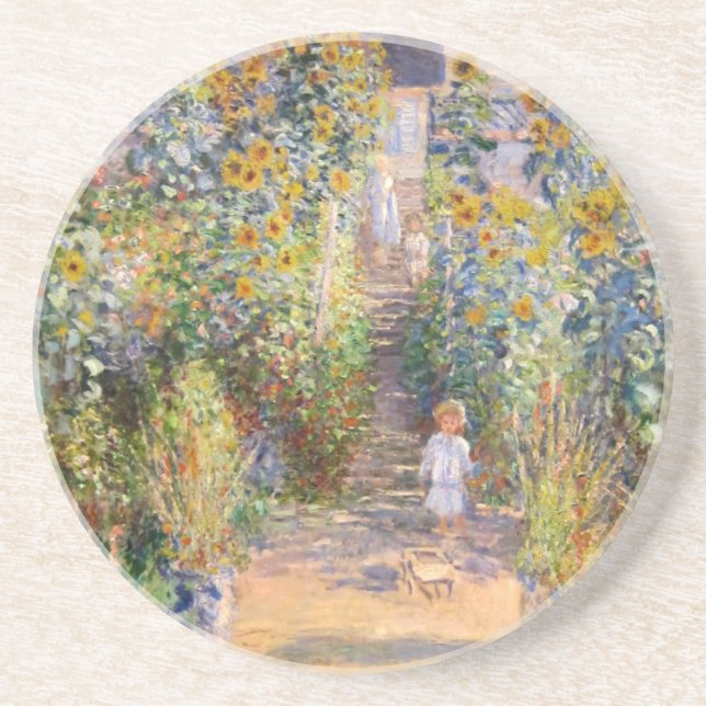 The Artist's Garden by Claude Monet Drink Coaster (Front)