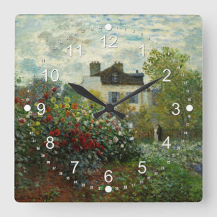 The Artist's Garden in Argenteuil 1873 (Monet) Square Wall Clock