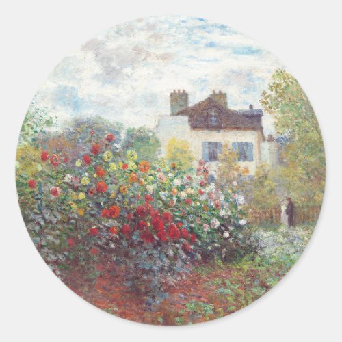 The Artists Garden in Argenteuil by Claude Monet Classic Round Sticker