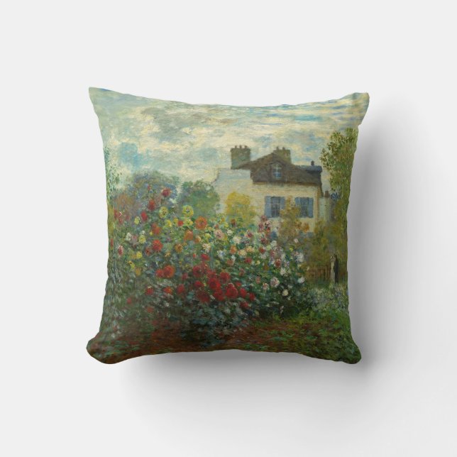 The Artist's Garden in Argenteuil by Monet (1873) Throw Pillow (Front)