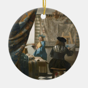 The Artist's Studio, c.1665-66 (oil on canvas) Ceramic Ornament