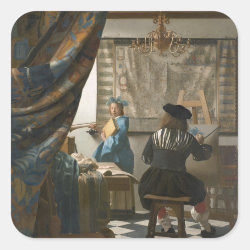 The Artists Studio c1665_66 oil on canvas Square Sticker