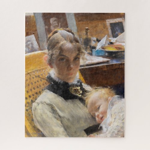 The Artists Wife and their Daughter by Larsson Jigsaw Puzzle