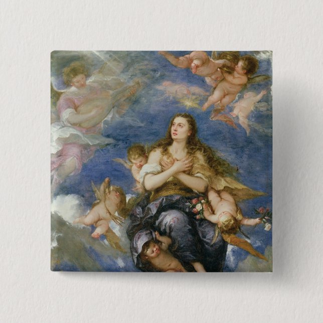 The Assumption of Mary Magdalene (oil on canvas) Button (Front)