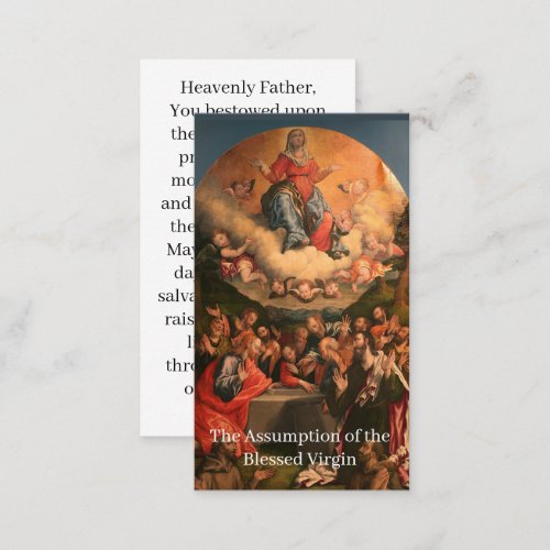 The Assumption of the Blessed Virgin Prayer Card