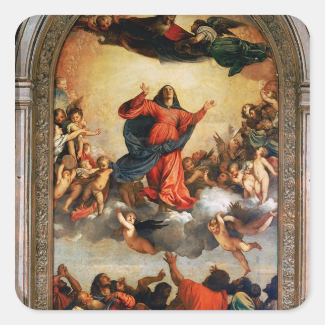 The Assumption of the Virgin, 1516-18 Square Sticker (Front)