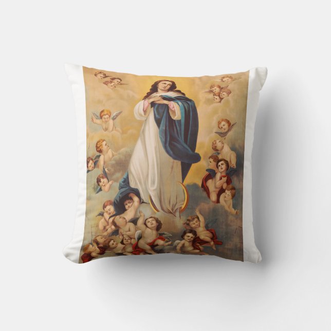 The Assumption of the Virgin Mary Throw Pillow (Front)