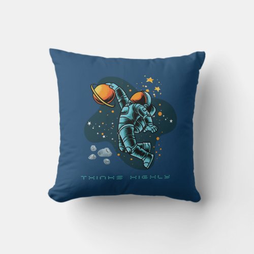 The astronaut cartoon throw pillow