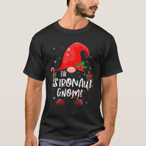 The Astronaut Gnome Christmas Lights Matching Fami T_Shirt
