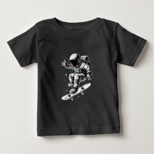 The Astronaut's Cosmic Skateboard Adventure Baby T-Shirt