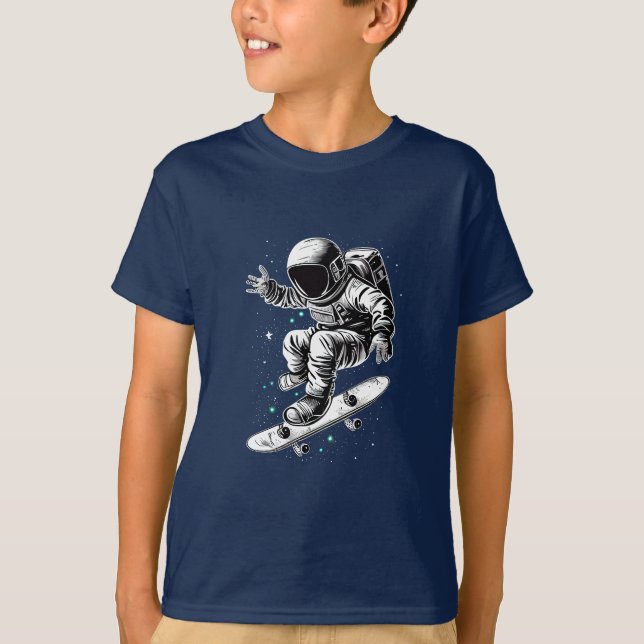 The Astronaut's Cosmic Skateboard Adventure T-Shirt (Front)
