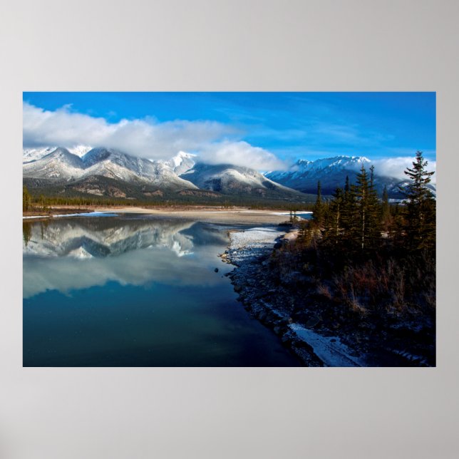 The Athabasca River in Jasper National Park Poster (Front)