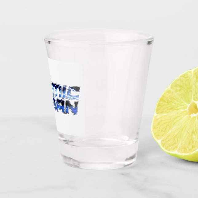 The Atomic Man shot glass (Right)