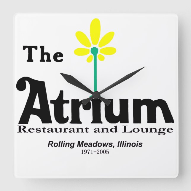 The Atrium Restaurant, Rolling Meadows, IL Square Wall Clock (Front)