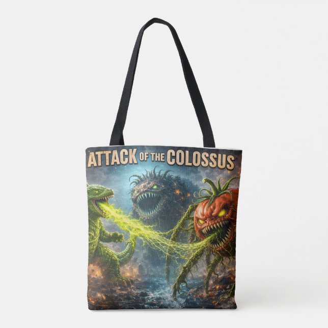The attack of the Colossus mutant veggie all over  Tote Bag (Back)