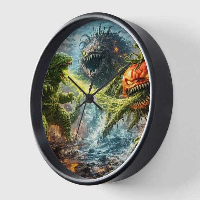 The attack of the Colossus round black wooden wall Clock (Angle)