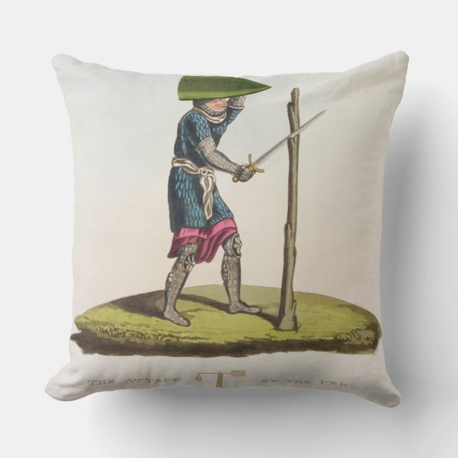 The Attack of the Pel, 1300, engraved by W. Maddoc Throw Pillow (Front)