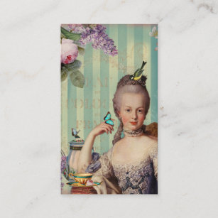 Thé au Petit Trianon on ivory with roses and lilac Business Card