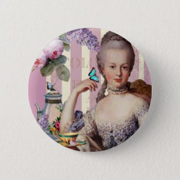Thé Au Petit Trianon – Rose Button by WickedlyLovely at Zazzle