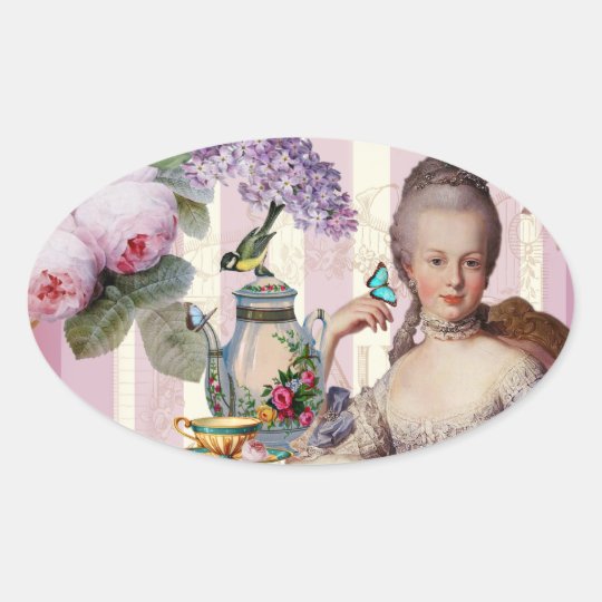 Thé au Petit Trianon – rose Oval Sticker