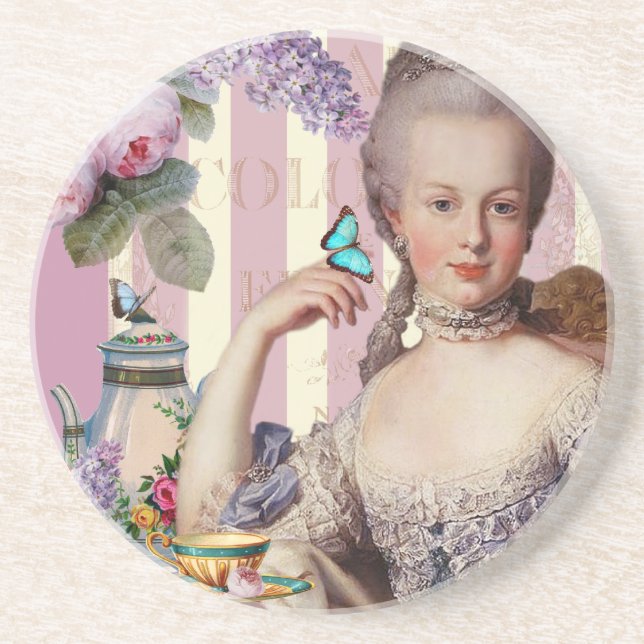 Thé au Petit Trianon – rose Sandstone Coaster (Front)
