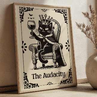 The Audacity Black Cat Funny Tarot Card Art Poster