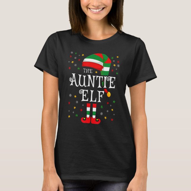 The Auntie Elf Christmas Family Matching Group Elf T-Shirt (Front)