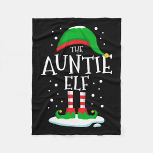 The Auntie Elf Christmas Family Matching Xmas Aunt Fleece Blanket