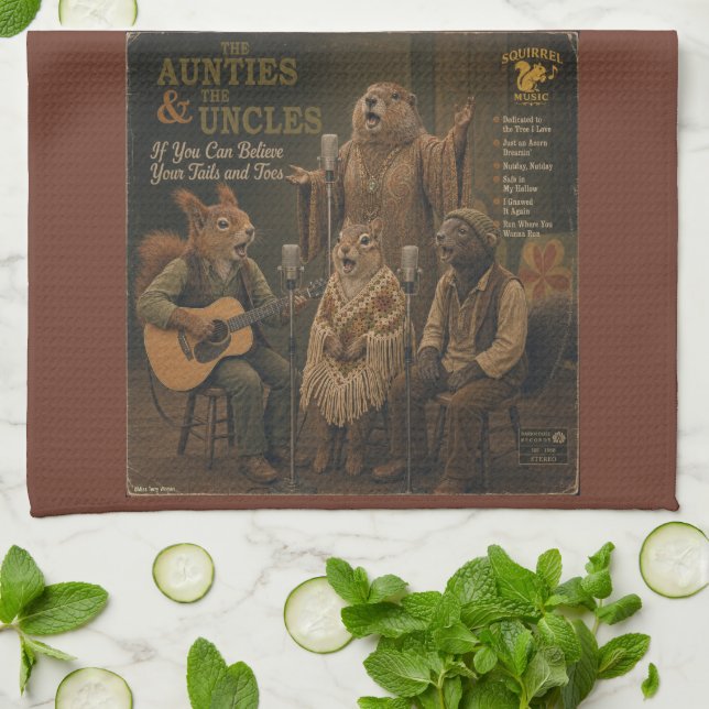 The Aunties & the Uncles: a Parody Kitchen Towel (Folded)