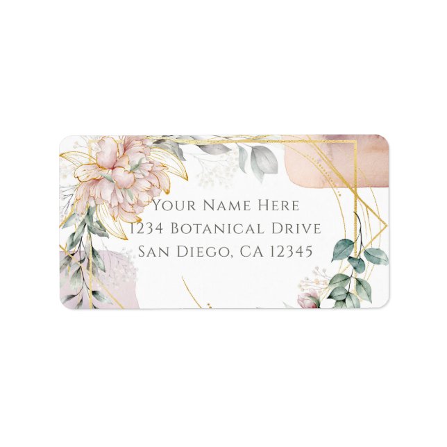 The Aureate Frame Floral Greenery Wedding  Label (Front)