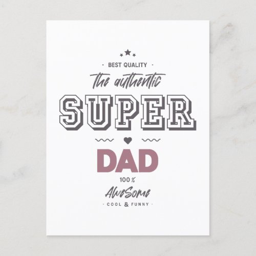 The authentic super dad postcard