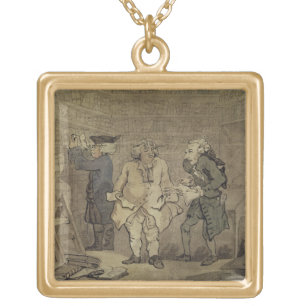 The Author and his Publisher, 1784 (grey wash and Gold Plated Necklace