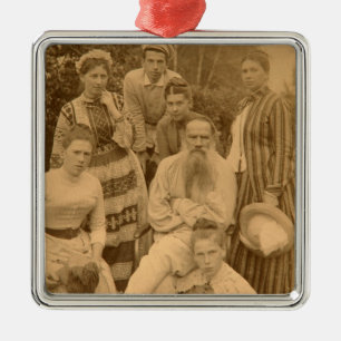 The author Leo Tolstoy with his family Metal Ornament