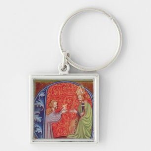 The Author Offering his Book Keychain