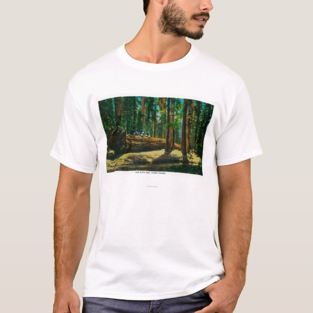 The Auto Log in Giant Forest, Redwoods T-Shirt (Front)