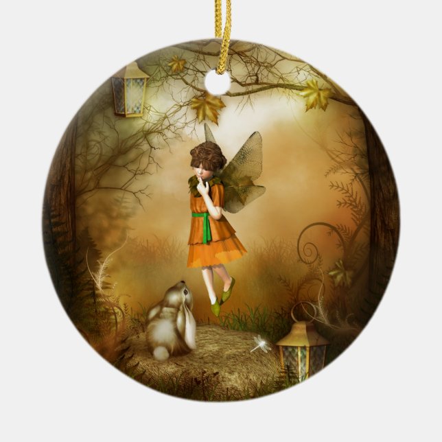 The Autumn Fairy Ceramic Ornament (Front)