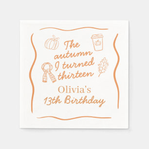 The Autumn I Turned Thirteen Fall Birthday Napkins