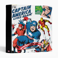 Captain America Retro Comic Book Pattern 3 Ring Binder