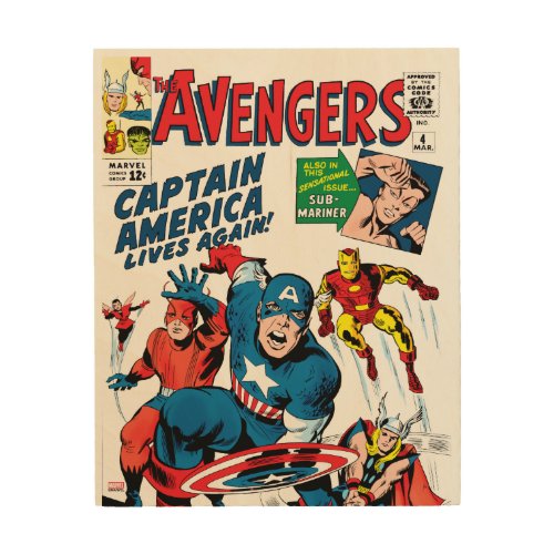 The Avengers 4 Comic Cover Wood Wall Art