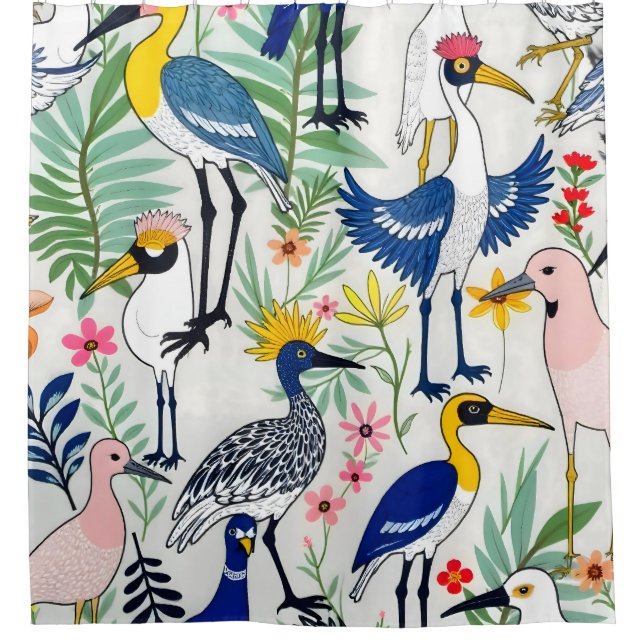 The Aviary Almanac Shower Curtain (Front)