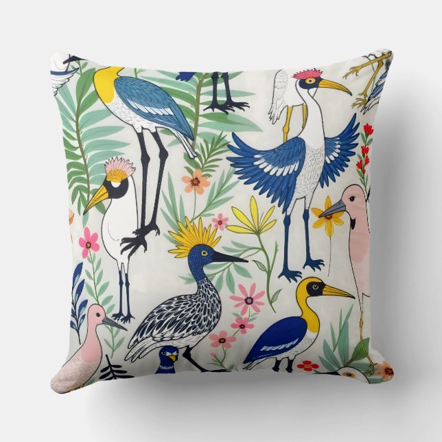 The Aviary Almanac Throw Pillow (Back)
