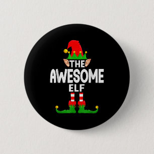 The Awesome Elf Family Christmas Pajama Party Button