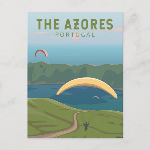 The Azores Portugal Travel Vintage Art Postcard