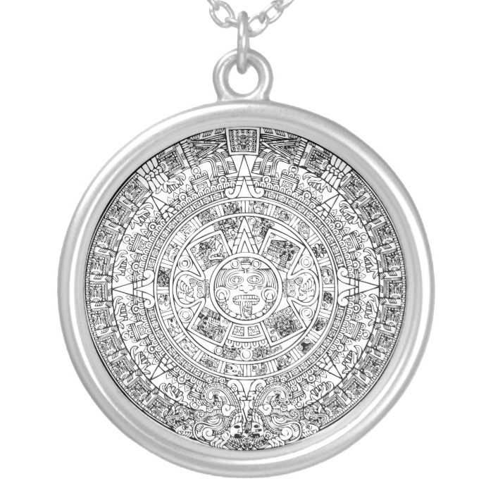 The Aztec Sun Calendar Circular Stone Design Personalized Necklace
