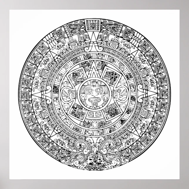 The Aztec Sun Calendar Circular Stone Design Poster | Zazzle
