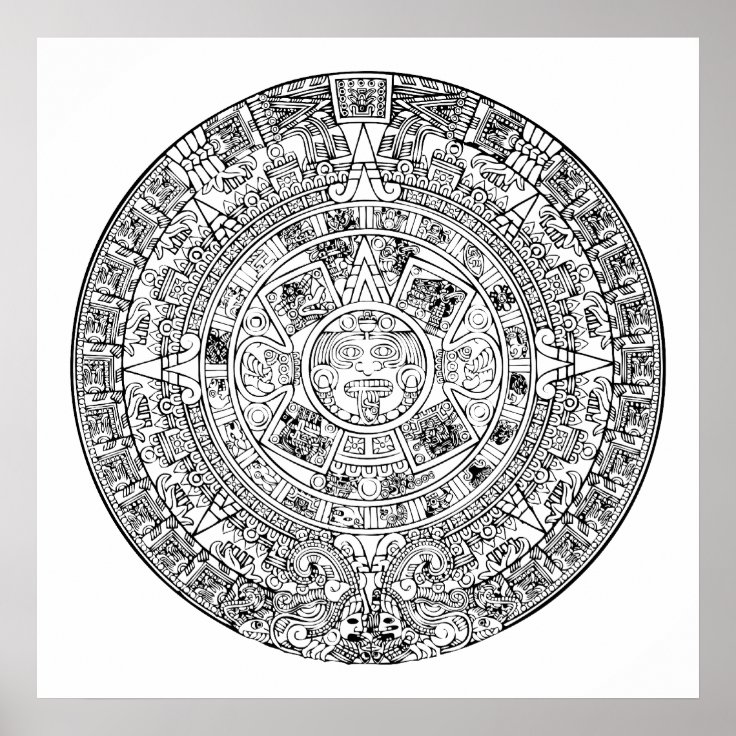 The Aztec Sun Calendar Circular Stone Design Poster | Zazzle