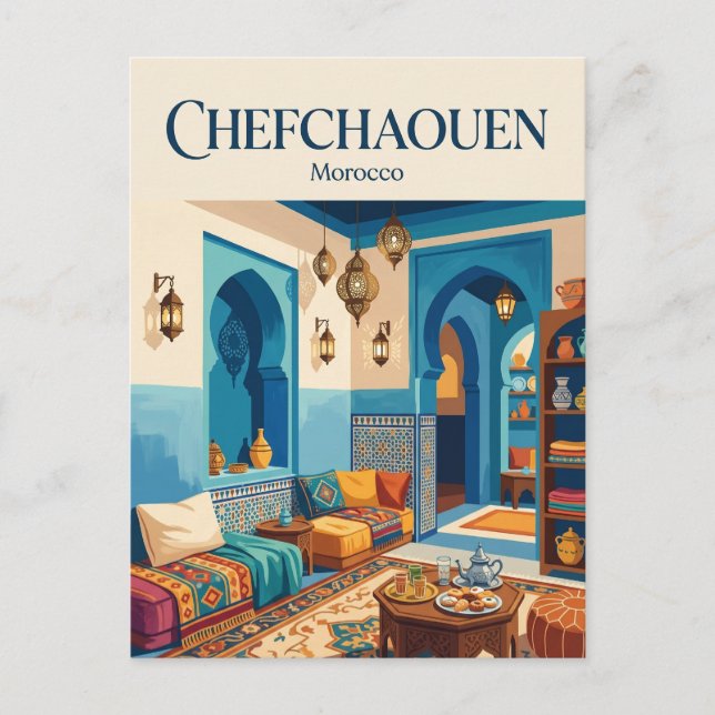 The Azure Lantern Tea House Morocco Postcard (Front)