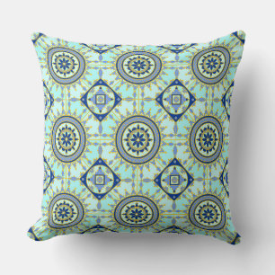 The Azure Oasis Floral Throw Pillow