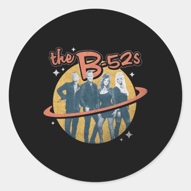 The B-52S Band Photo Classic Round Sticker (Front)